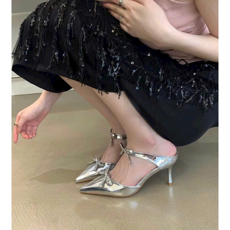 DÉP SỤC NƠ ĐÁ BẠC GÓT XINH 😍