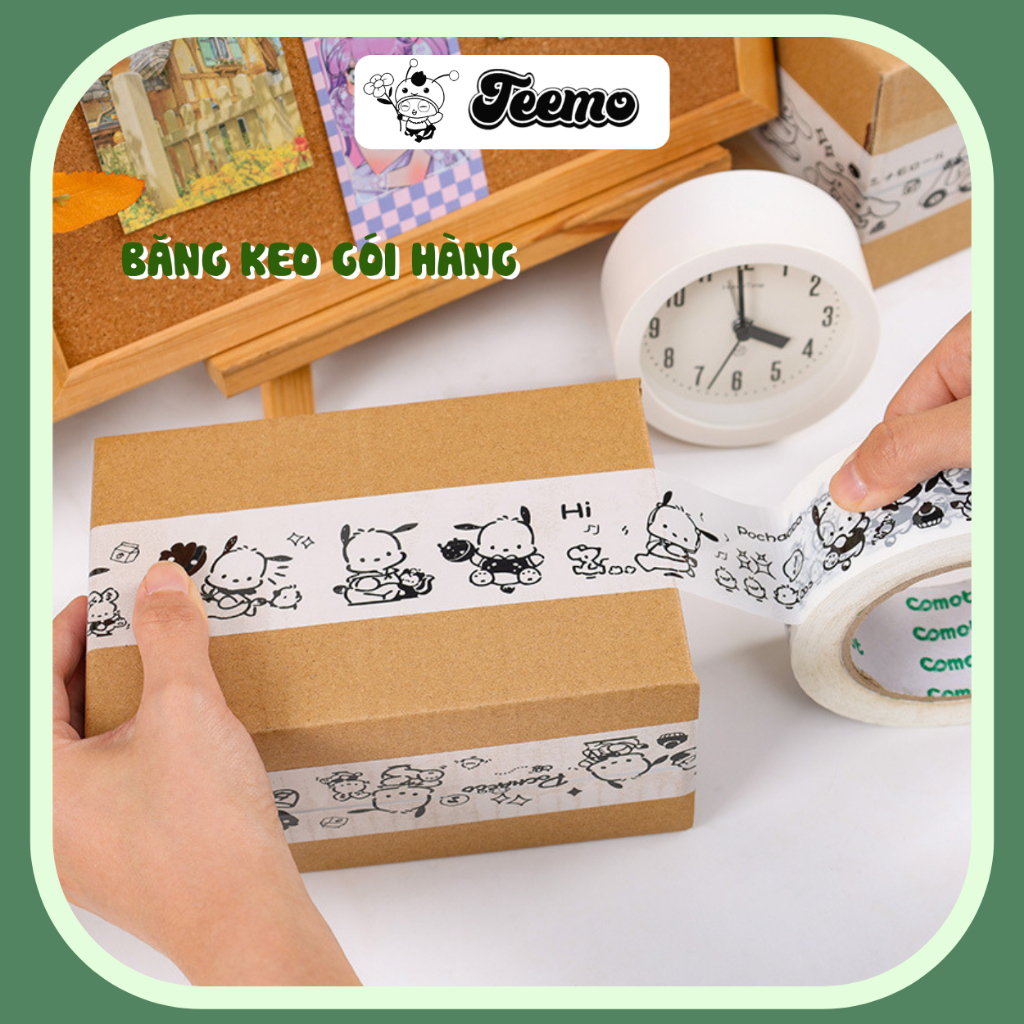 Băng keo gói hàng cute họa tiết trắng đen dễ thương