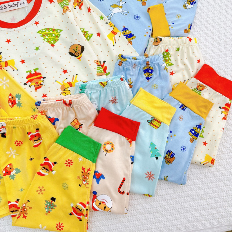 Bộ quần áo trẻ em dài tay Giáng Sinh , Noel cho bé trai bé gái, Vải chuẩn thun lạnh in hoạ tiết  siêu đẹp cho bé