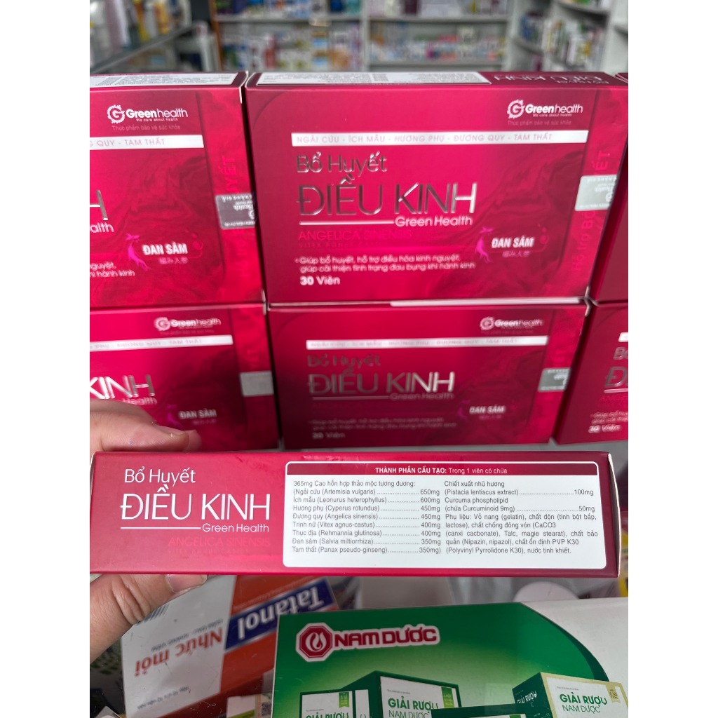 Viên uống BỔ HUYẾT ĐIỀU KINH Greenhealth - Giúp bổ huyết, hỗ trợ điều hòa kinh nguyệt - 30 viên