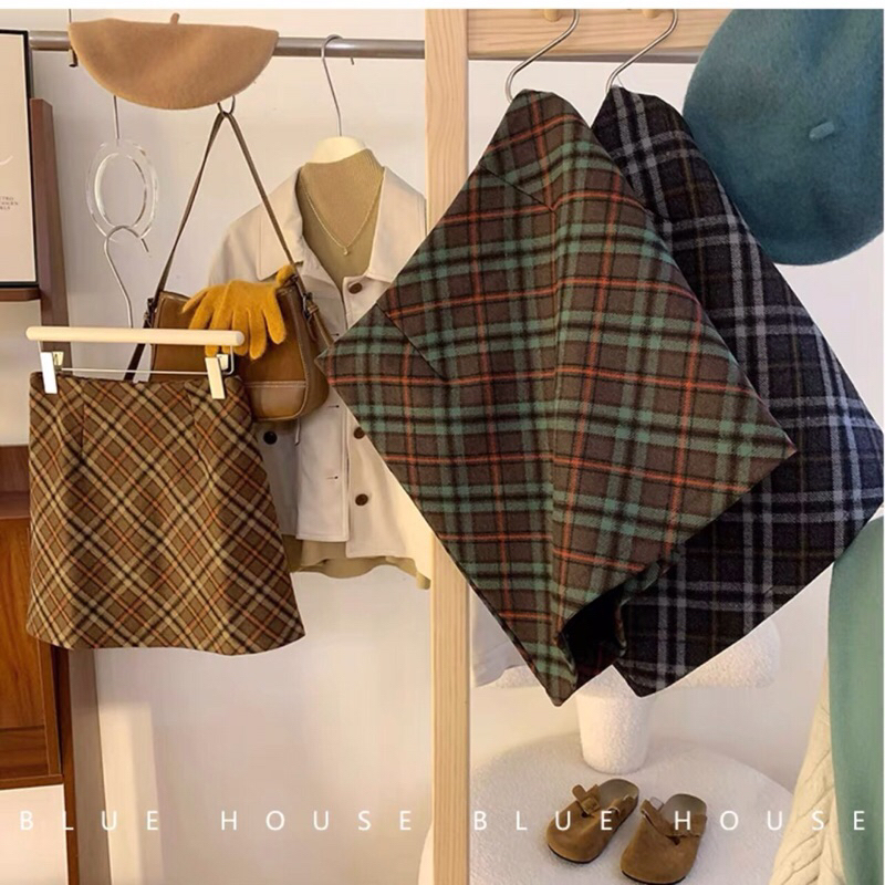 Chân váy dạ kẻ dáng ngắn 23’September Clothes