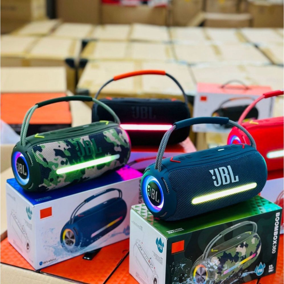 Loa bluetooth JBL BoomBox 360 phiên bản mới 2023 độ đèn led cùng âm thanh bass căng công suất 20w GG03 TECHBON.STORE