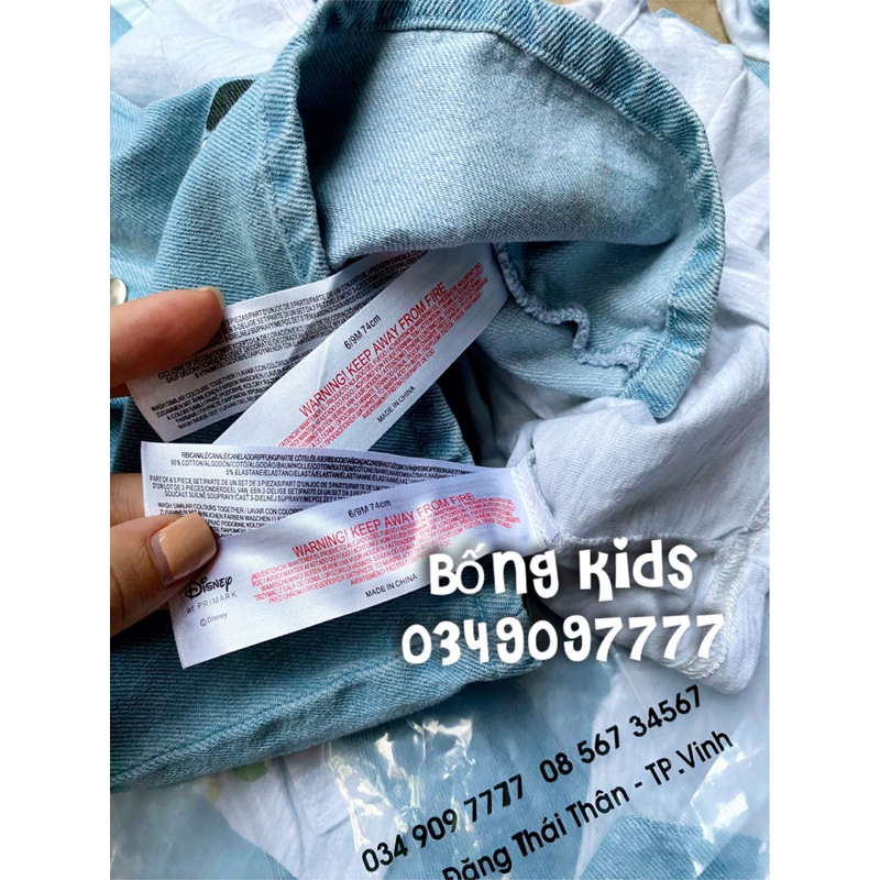 Set Yếm Váy Bé Gái Minnie Denim/Ghi PR