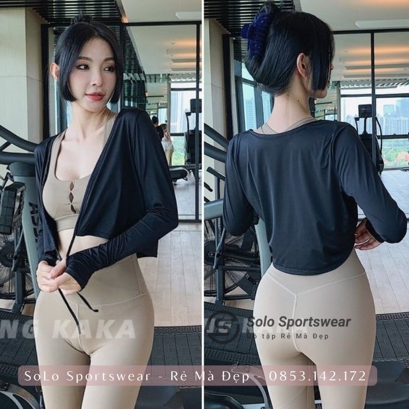 Áo khoác lửng tập Gym Yoga Năng động, áo cardigan chống nắng thun co giãn thoáng mát Solo Sportswear 1949