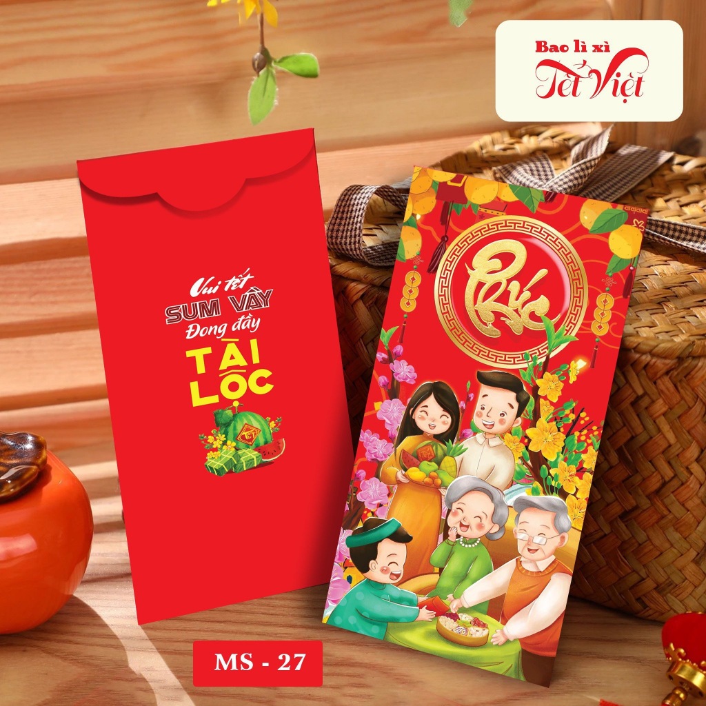 INBOX CHỌN MẪU - SỈ 1000 BAO LÌ XÌ TRUYỀN THỐNG TẾT 2024 GIẤY C150 CAO CẤP - Mẫu Hot Trend, Hoa Lá, Dễ Thương - NHI.TNL