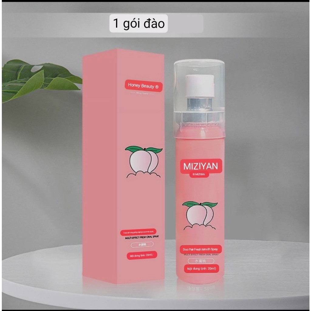 Xịt Thơm Miệng MIZIYAN Hoa Quả Thơm miệng sạch sẽ vị đào, bạc hà, cam mát dung tích 15ml