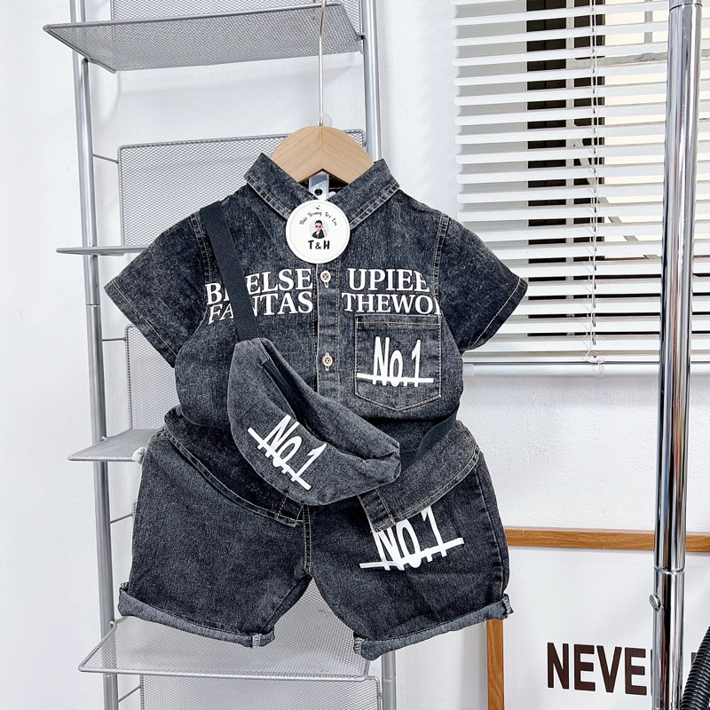 Set Bộ Bò mềm 3 Chi Tiết cho bé trai kèm túi đeo chéo