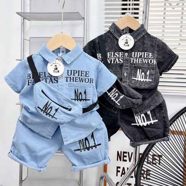 Set Bộ Bò mềm 3 Chi Tiết cho bé trai kèm túi đeo chéo