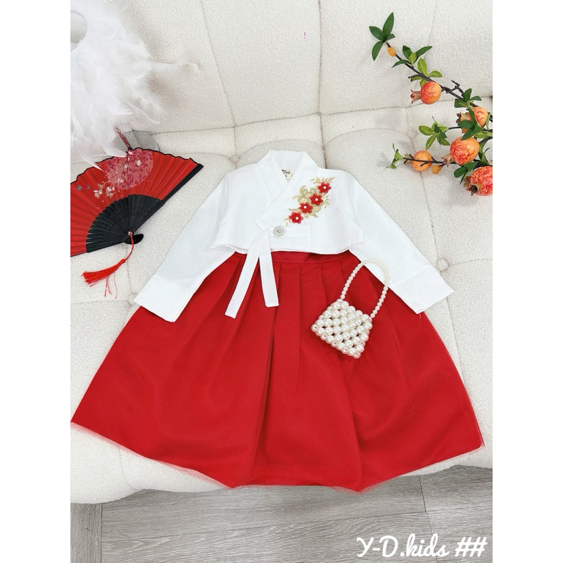 Set Hanbook gấm thêu hoa cao cấp cho bé gái 10-25kg