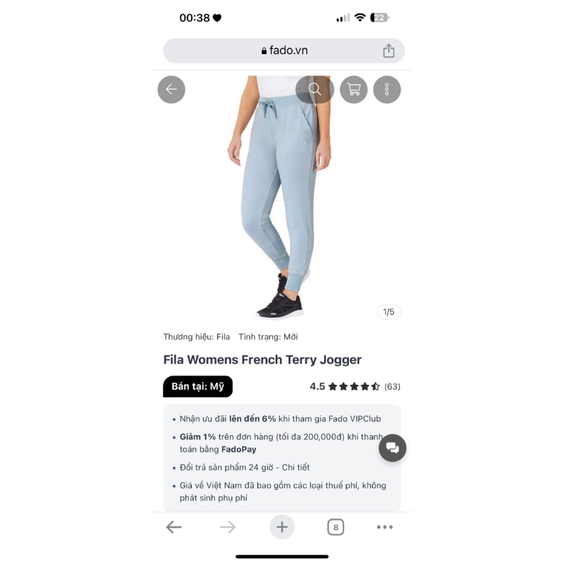 Quần Thun Jogger Big Size Fil@ Xịn