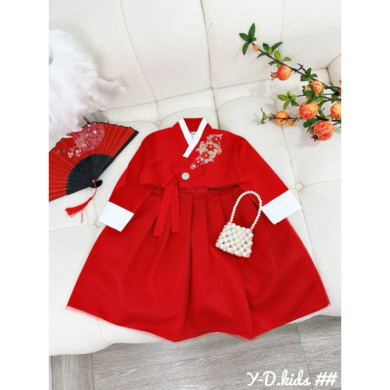 Set Hanbook gấm thêu hoa cao cấp cho bé gái 10-25kg