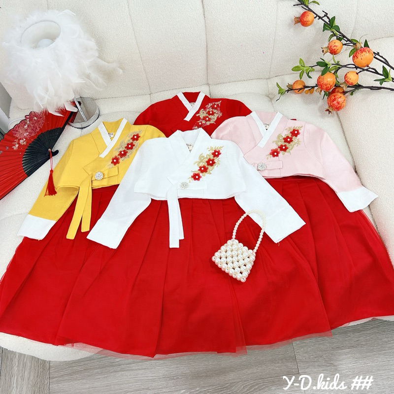 Set Hanbook gấm thêu hoa cao cấp cho bé gái 10-25kg