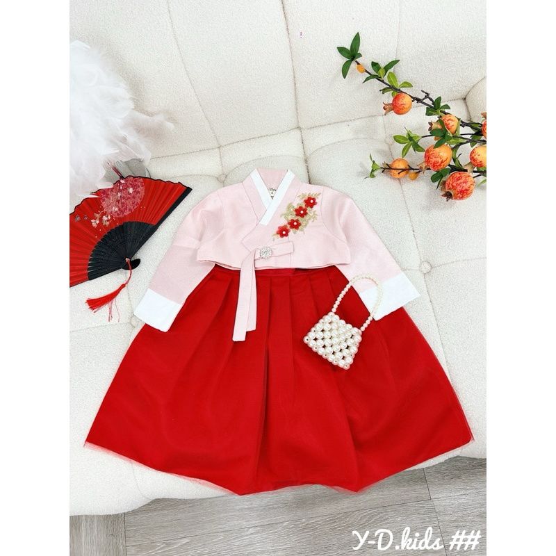 Set Hanbook gấm thêu hoa cao cấp cho bé gái 10-25kg
