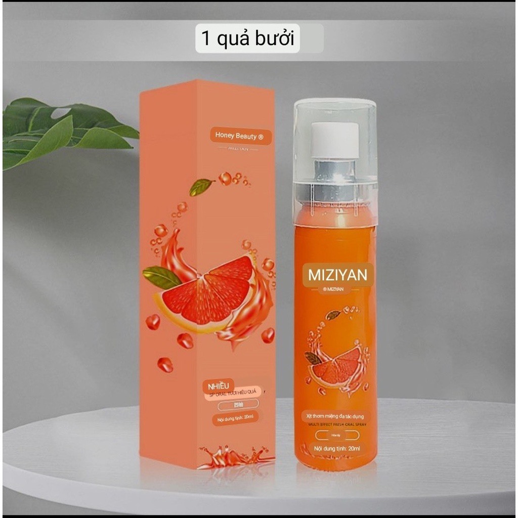 Xịt Thơm Miệng MIZIYAN Hoa Quả Thơm miệng sạch sẽ vị đào, bạc hà, cam mát dung tích 15ml
