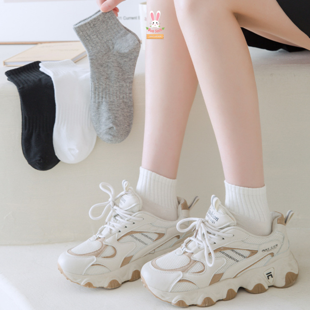 Tất thuyền nữ cổ lửng basic chất liệu cotton mềm mịn, thấm hút tốt Bun Sock TH