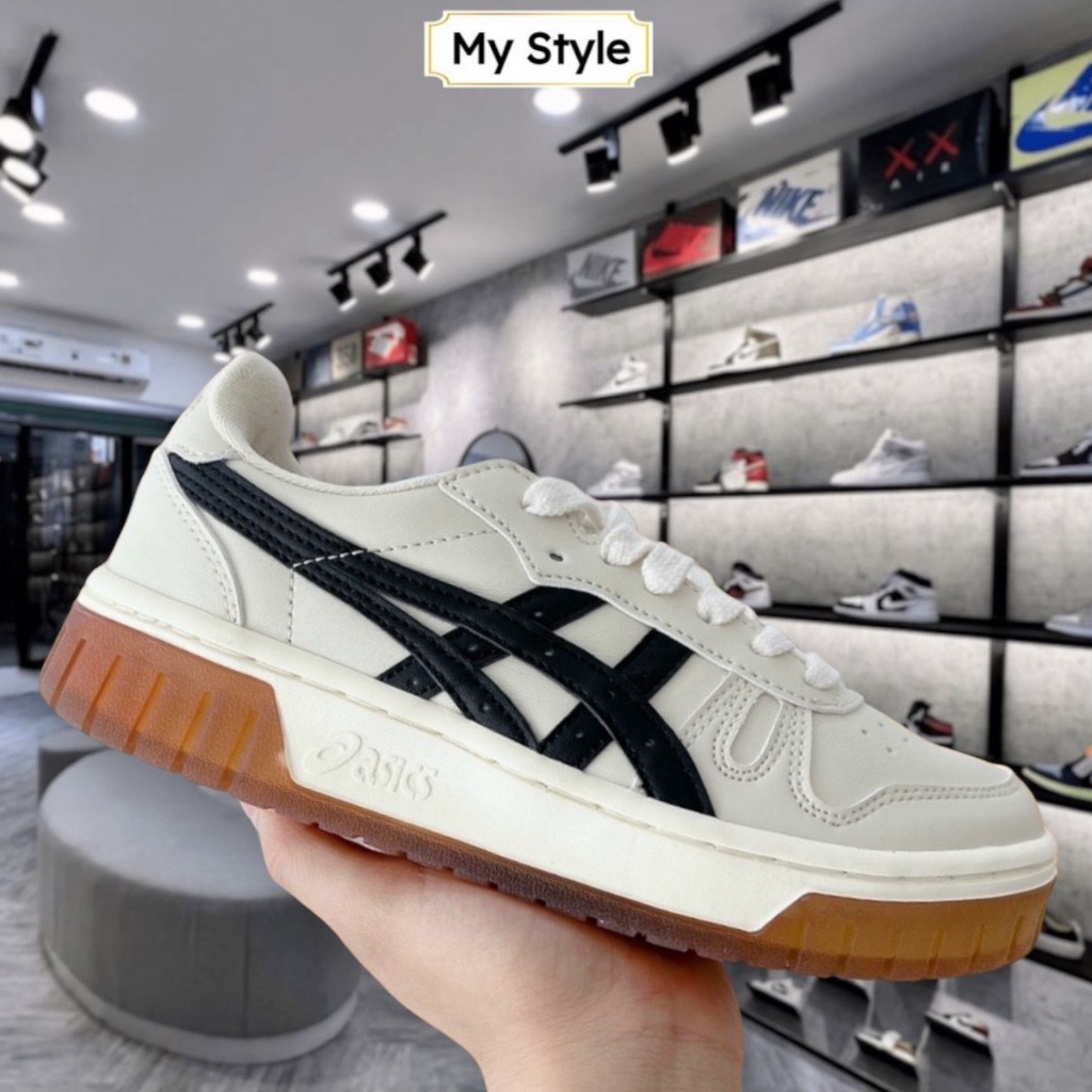 Giày Asics Court MZ đế nâu và xám, giày thể thao sneaker asic đế cao su nam nữ mới Hot Hit full Box