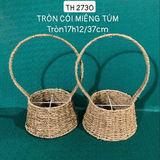 Giỏ tròn cói cắm hoa, đựng trái cây, đựng quà