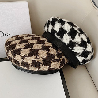 LAROSABYH Mũ nồi vải len hoạ tiết caro [M006]