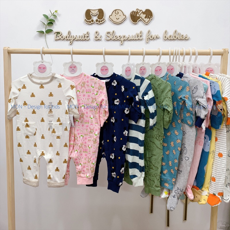 Link 2  Sleepsuit tiny, bộ body dài tay xuất dư kèm BAO TAY LẬT cho bé SINH NON, SƠ SINH THIẾU THÁNG, SINH ĐÔI
