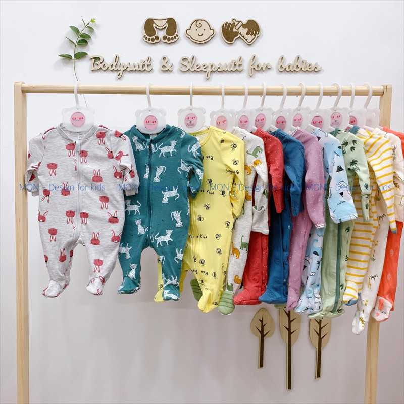 Link 2  Sleepsuit tiny, bộ body dài tay xuất dư kèm BAO TAY LẬT cho bé SINH NON, SƠ SINH THIẾU THÁNG, SINH ĐÔI