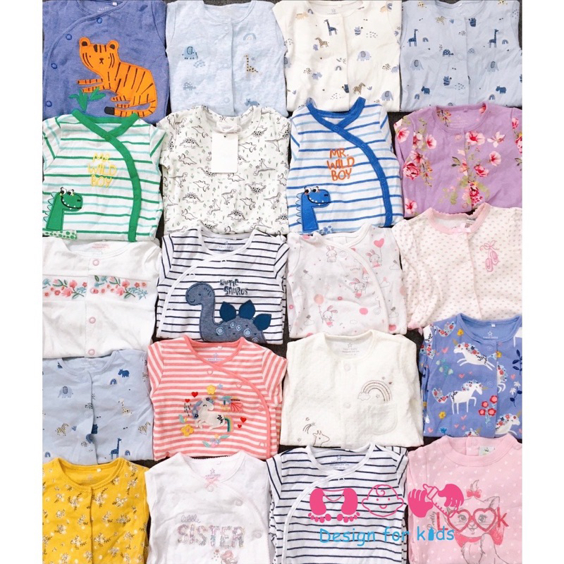 Link 2  Sleepsuit tiny, bộ body dài tay xuất dư kèm BAO TAY LẬT cho bé SINH NON, SƠ SINH THIẾU THÁNG, SINH ĐÔI