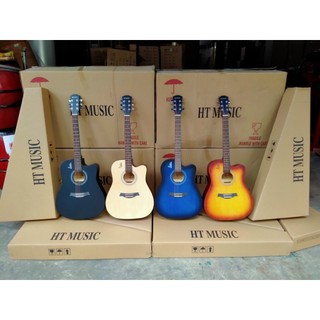 Guitar Acoustic HT Music 4 màu - Gỗ ép - Khoá đúc - Âm được - Bấm êm