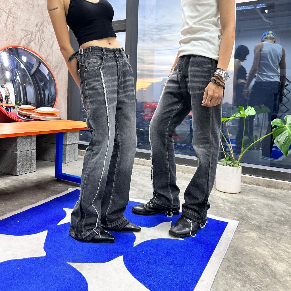 Quần Jeans Ống Loe  - FLARE JEANS WASHED DARK-GRAY - Hungocb Studio