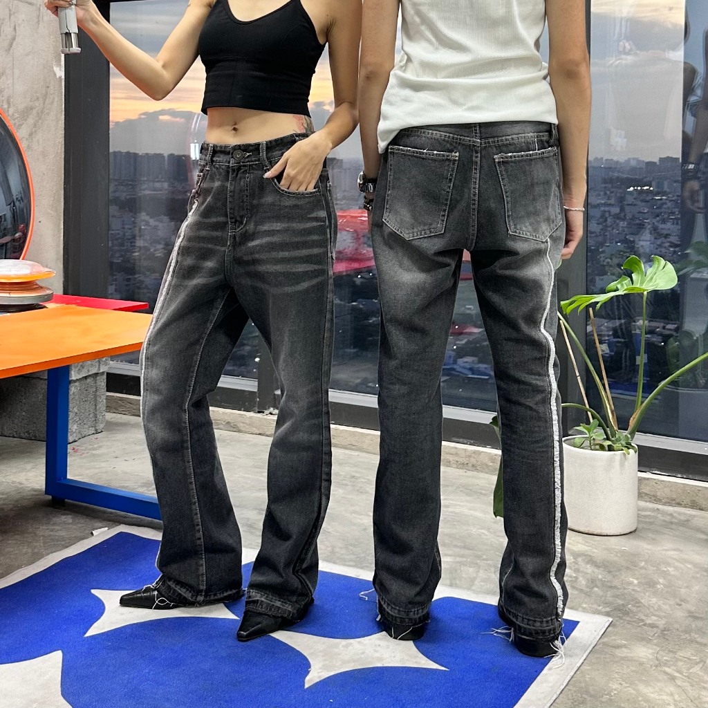 Quần Jeans Ống Loe  - FLARE JEANS WASHED DARK-GRAY - Hungocb Studio