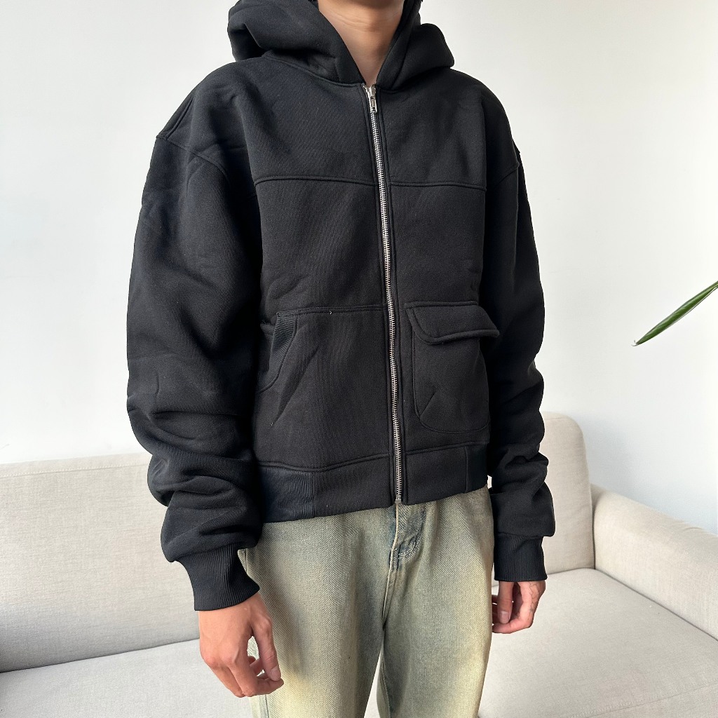 Áo Hoodie Boxy Zipper Nỉ Bông - Hungocb Studio