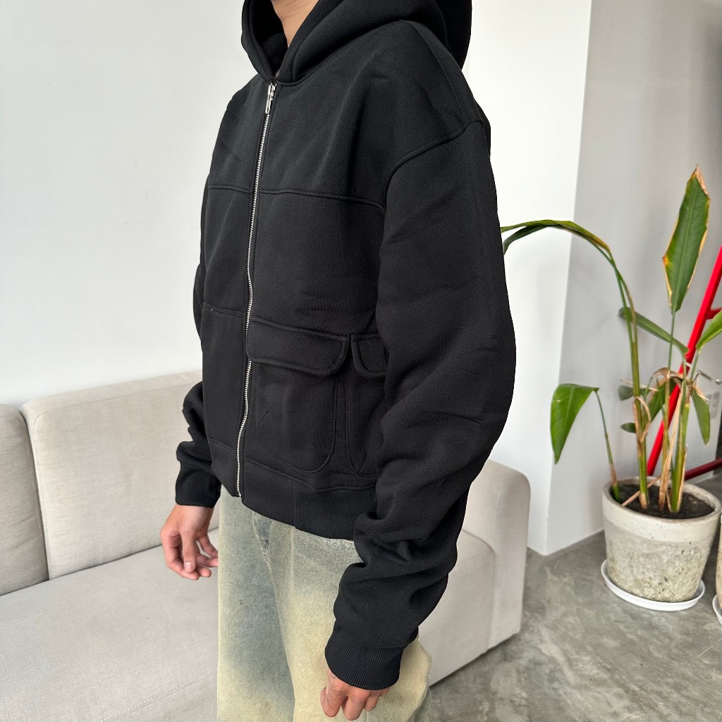 Áo Hoodie Boxy Zipper Nỉ Bông - Hungocb Studio