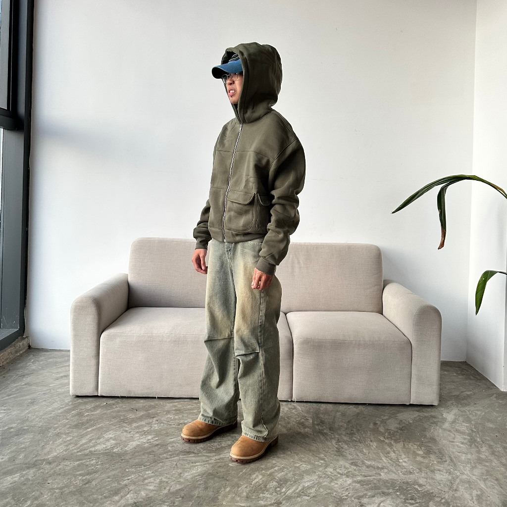 Áo Hoodie Boxy Zipper Nỉ Bông - Hungocb Studio