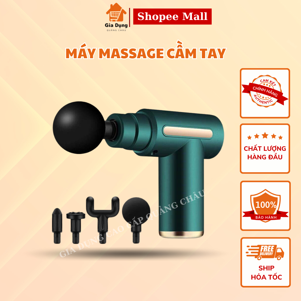 Máy Massage Cầm Tay Mini Đấm Lưng Mát Xa Trị Liệu Cổ Vai Gáy 4 Đầu 6 Chế Độ NMC Cao Cấp