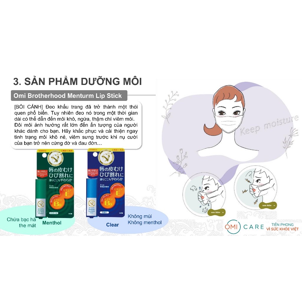 Bác Sĩ Cung Son Dưỡng Bạc Hà Dành Cho Môi Khô Và Nứt Nẻ OMI MENTURM Tặng Son Dưỡng Môi Omi