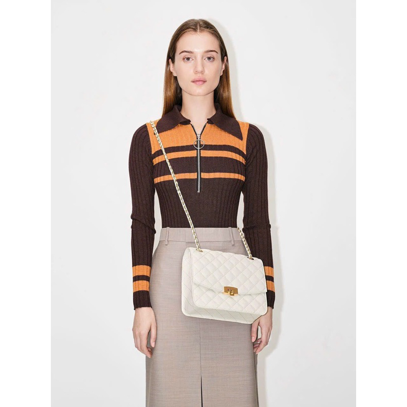 Túi charles keith quilted 2màu đeo chéo