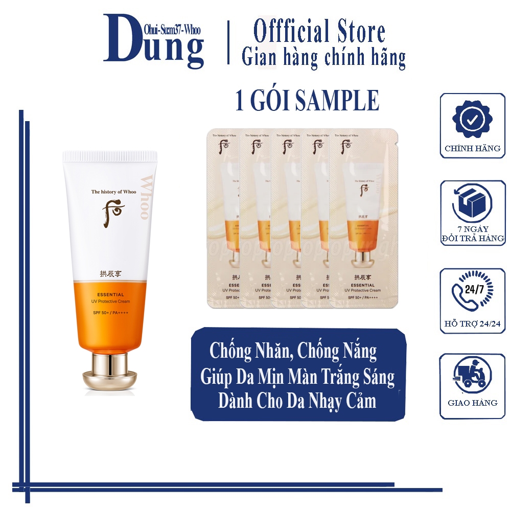 Gói Kem Chống Nắng Dưỡng Ẩm Gongjinhyang Essential Sun Cream SPF50+, PA+++.