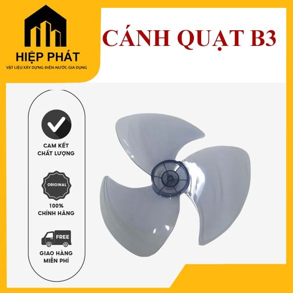 Cánh quạt B3 Senko 3 lá trong suốt kích thước 30cm, cánh quạt thay thế
