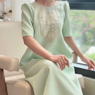 Đầm suông thiết kế váy bầu dự tiệc sang chảnh đi làm công sở đi chơi Thu đông Lamvi VDT04