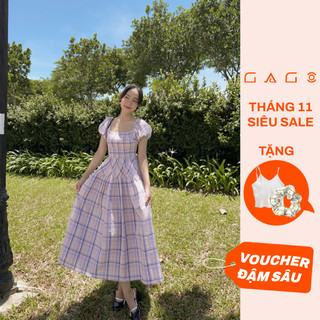 Đầm midi dáng xòe mocking thân trên tay ngắn mặc được 2 kiểu trễ vai GAGO GG4452