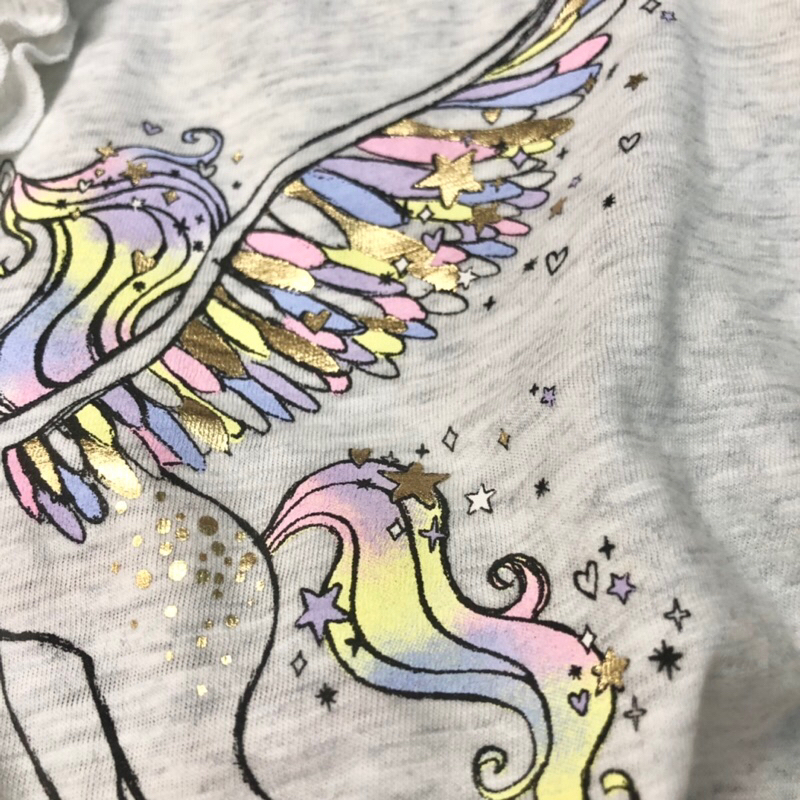 Áo bé gái tay xoè in hình ngựa pony osh kosh xuất dư satsunkid