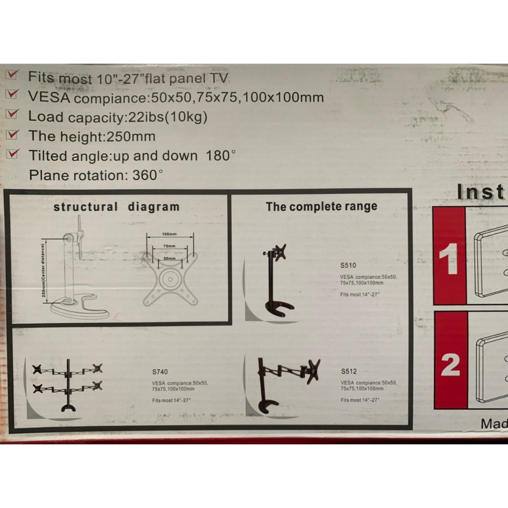 Chân đế màn hình vesa 50 mm 75 mm 100 mm, Chân đế màn hình di động, màn hình máy tính để bàn 10-27inch CĐ2