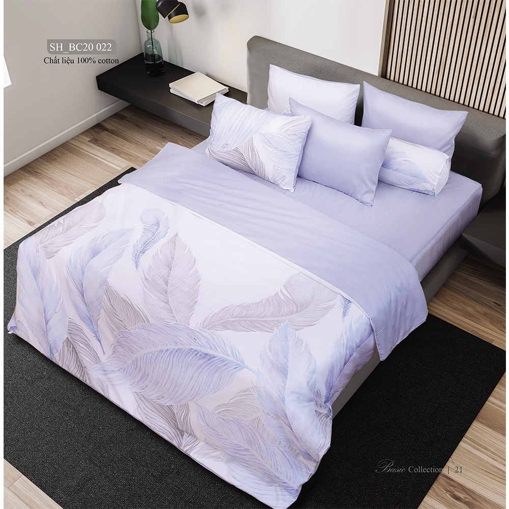 ✔ Bộ Chăn Ga Gối KC 1m8x2m - Kết cấu bộ ga chun không chần, vỏ chăn đông - Chất liệu Cotton - Sông Hồng Chính Hãng