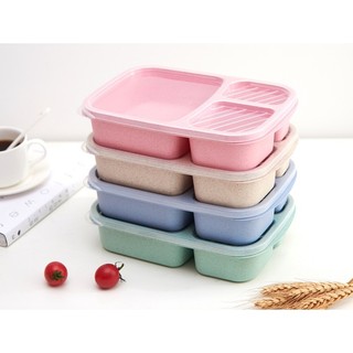 Hộp Cơm Khay Nhựa Lúa Mạch 3 Ngăn Bento