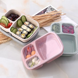 Hộp cơm khay nhựa lúa mạch 3 ngăn bento