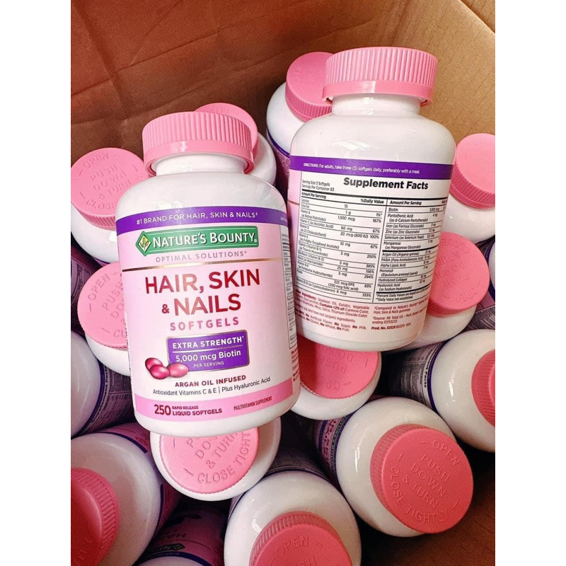 Hair skin nail Nature's Bounty – Viên uống đẹp da, tóc, móng, 250 viên của Mỹ