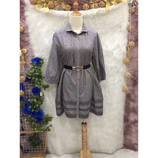 Đầm Sơ Mi Hàn Quốc Bông Chân - Nút ẩn 2 hand hiệu Naturalistic- Size S (M nhỏ)