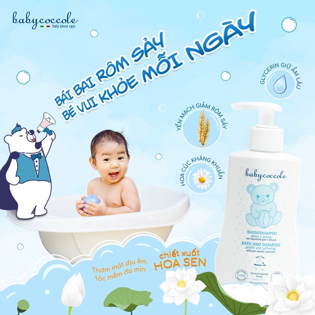 [Sẵn] Sữa tắm gội cho bé Babycoccole 0M+ an toàn cho trẻ sơ sinh & em bé chiết xuất hoa sen 250ml/400ml