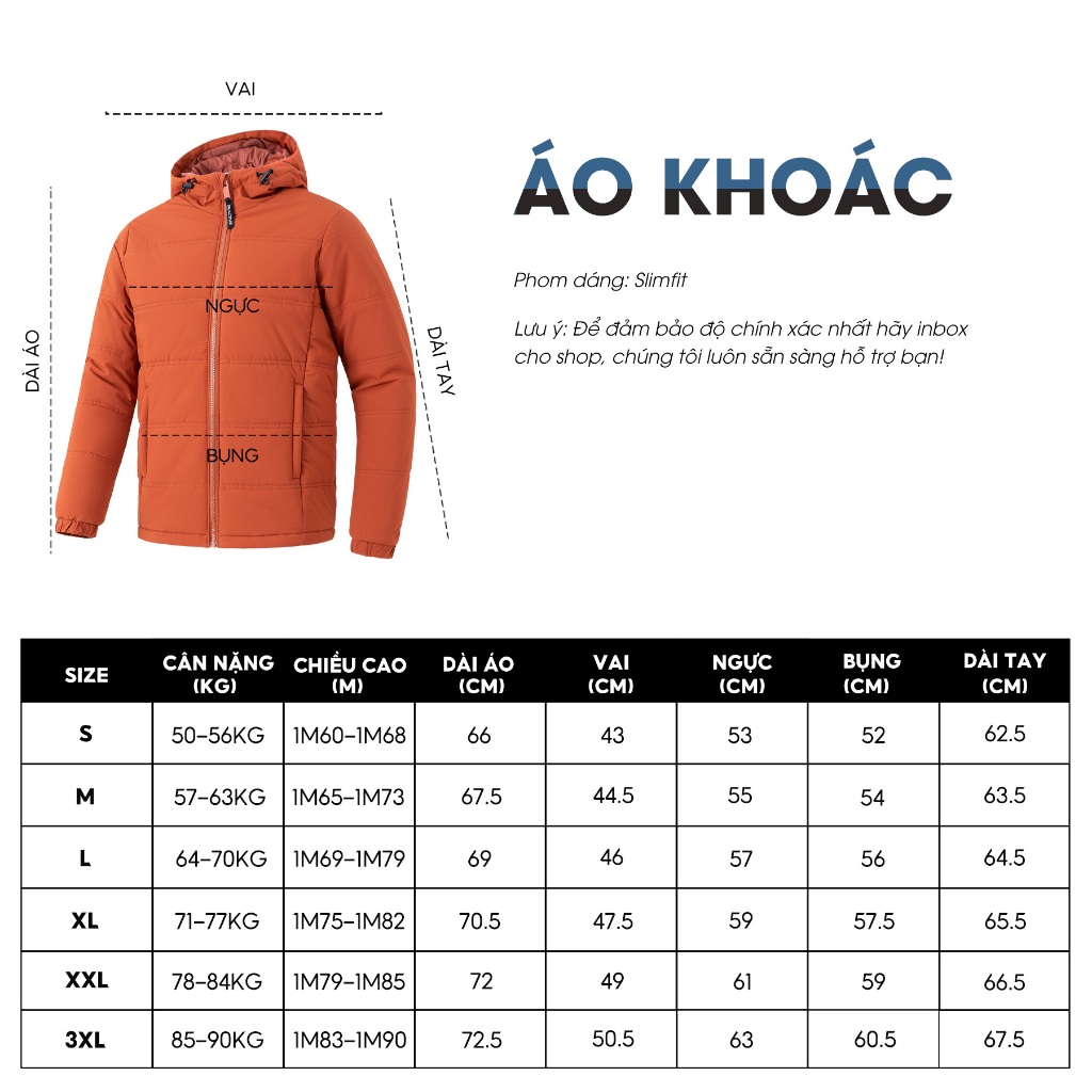 Áo Khoác Phao Nam 5S FASHION, Chần Bông Siêu Ấm, Dày Dặn, Cản Gió, Trượt Nước (AKC23016)