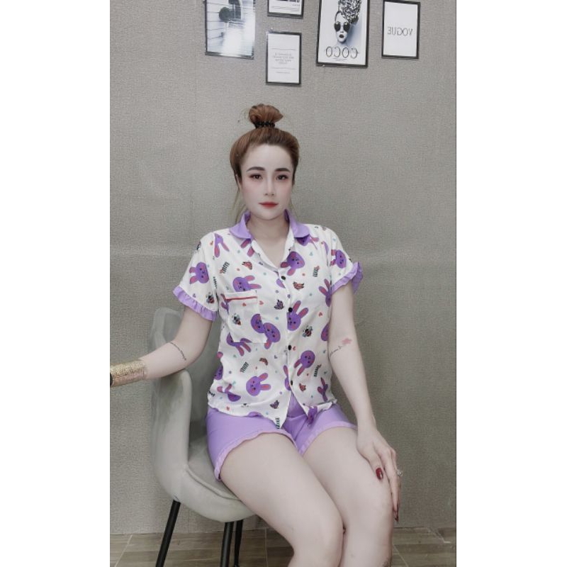 Set đùi áo cài nút phối túi áo mặc nhà kute, dễ thương chipchip90