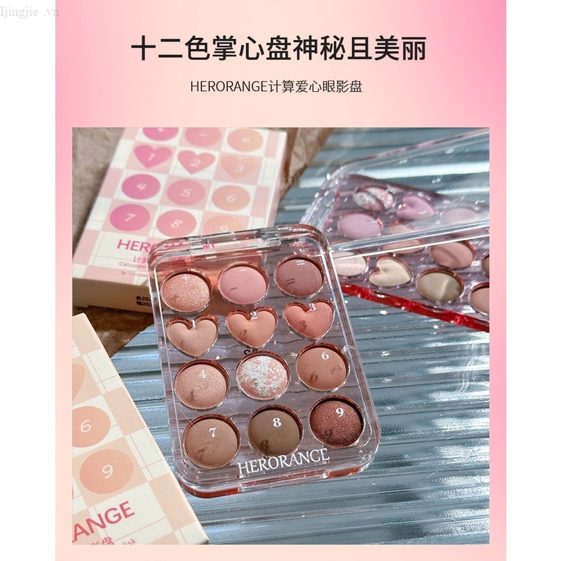 Bảng Phấn Mắt 12 Màu SWEETMINT~Love Matte Pearlescent Long Lanh Không Thấm Nước Và Bền Màu Lâu Trôi Uynchan