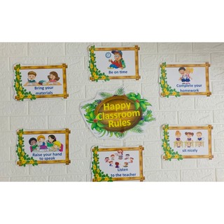 Nội quy lớp học Hoa lá chữ tiếng anh trang trí lớp học